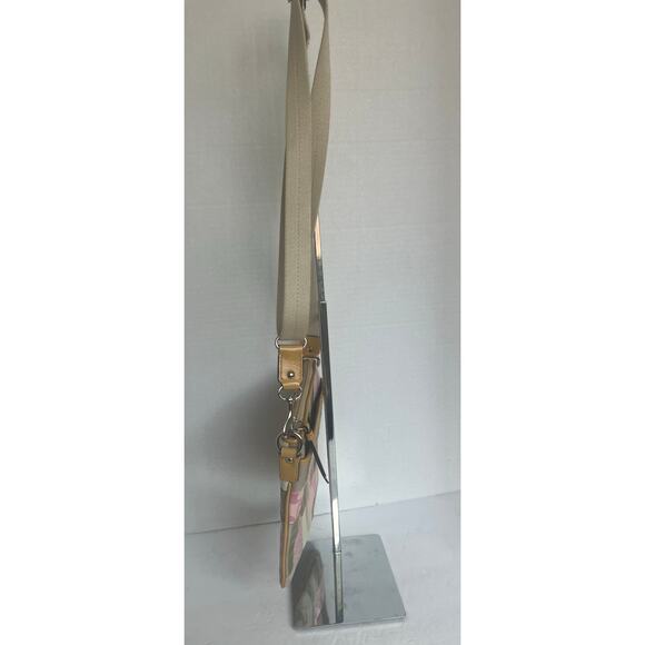 Coach Pink and Tan Patchwork Signature Jacquard Crossbody Strap Bag - Picture 4 of 11